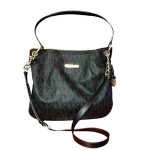 Michael Kors Jet Set Travel Messenger Crossbody MK Signature Black & Gray